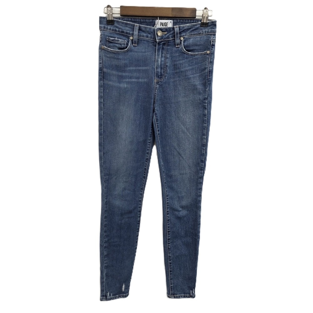 Paige Hoxton Ankle Jeans Womens 26 Blue Skinny Distressed Stretch Cotton Blend‎